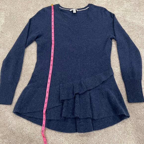 Isaac Mizrahi Live Women's 100% Cashmere Sweater with Ruffle Blue Size Small - Picture 8 of 10